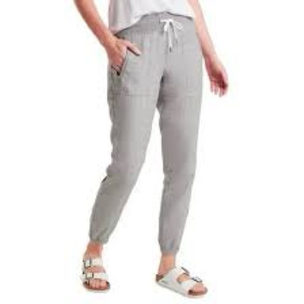 Athleta Cabo Linen Jogger pants grey women’s 0 casual travel resort beach wear